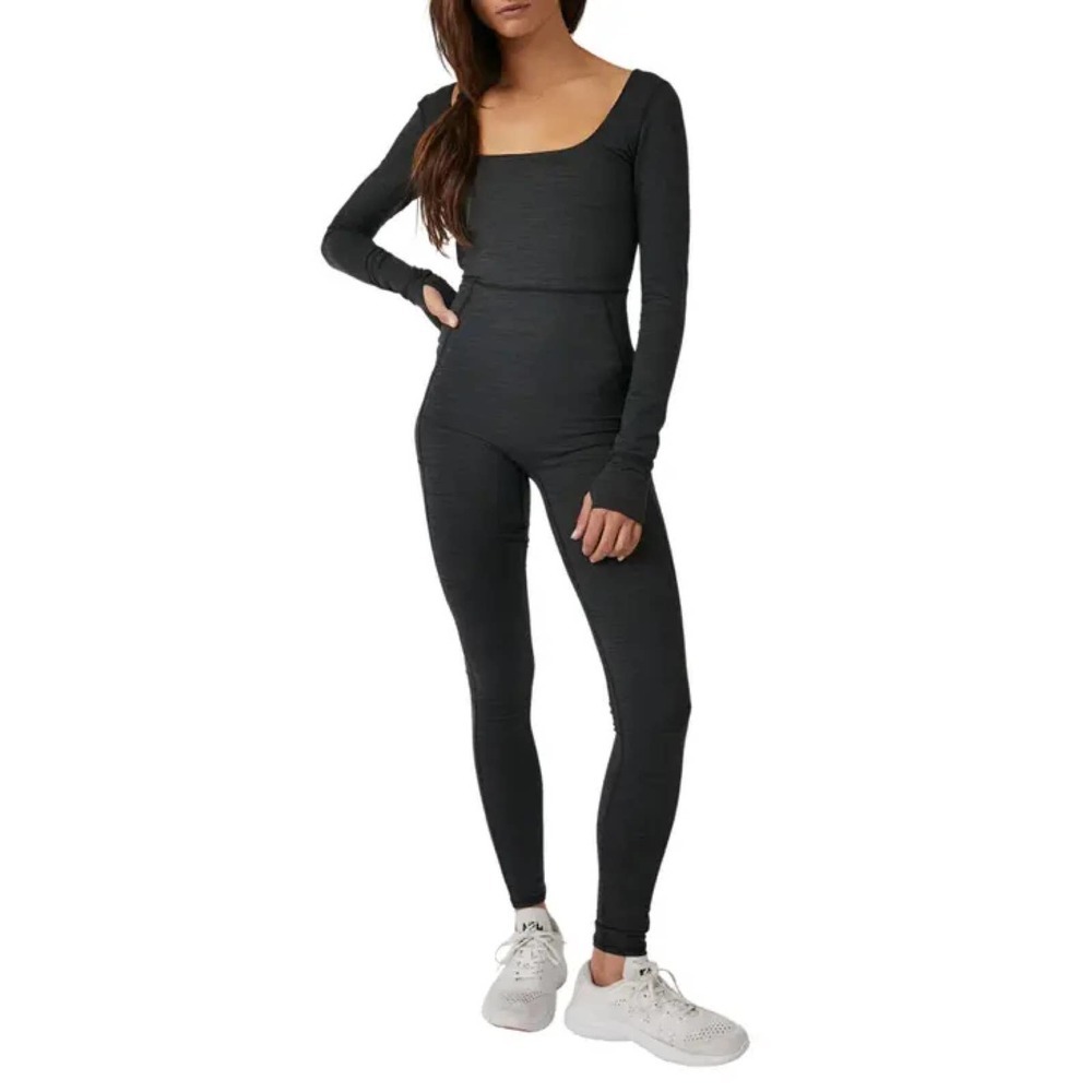Free People Movement Releve Crossback Jumpsuit in Black Size XS